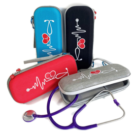 Luxe hard case Stethoscoop etui - print rood hart