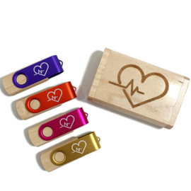 USB stick Hout & color Zorghart - in luxe box - Oranje