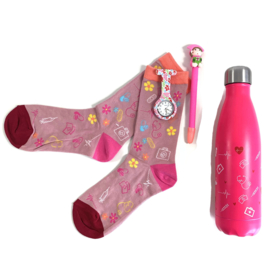Dubbelwandige fles - ZORG symbolen - Pink