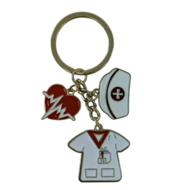 Sleutelhanger bedels zorg uniform rood/wit