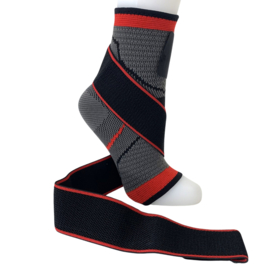 Elastische enkelbandage sportbrace grijs/rood