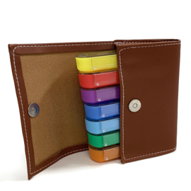 Pillenetui faux leather bruin - 7 pillendoosjes voor 7 dagen