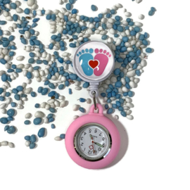 KraamZorg Horloge flex - Babyvoetjes Roze