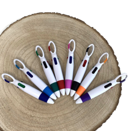 4 Kleuren pen met musketon haak WIT