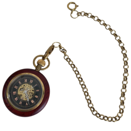 Zakhorloge ketting -  Kersenhout & Bronze