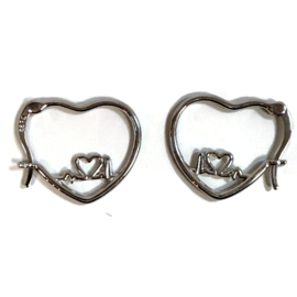 Oorbellen creolen - hart & heartbeat (925 silver)