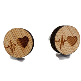Oorbellen Hout heart & heartbeat