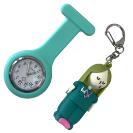 Zorgprofessional setje - Horloge + ampulopener - Aqua