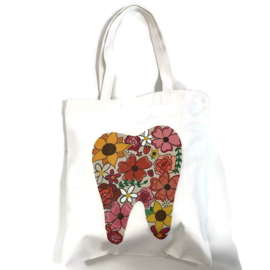 Dental tas textiel - Kies bloemen - Rood