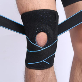Knie Brace Topline strings + gel pelotte zwart/Blauw