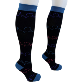 Compressie kousen Heart & Pulse ( blauw-zwart)