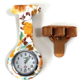 Siliconen verpleeghorloge + pennenclip Sun Flowers