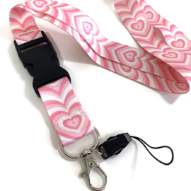 Sleutelkoord - keycord - roze hartjes Olala