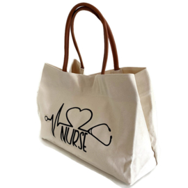 Canvas Schoudertas VERPLEEGKUNDIGE - shopper Naturel