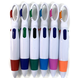 4 Kleuren pen met musketon haak WIT