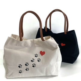 Canvas Schoudertas DIERZORG - shopper Naturel - POOTJESPAD