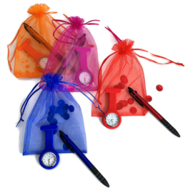 (008) zorghorloge clip + 3-kleuren pen (vanaf € 7,75)