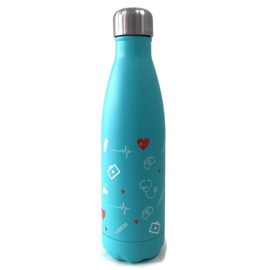 Dubbelwandige fles - ZORG symbolen - Aqua