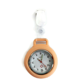 Horloge met PU clip - Pastel orange