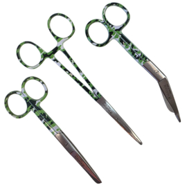 Set scharen Camouflage LICHT groen (kocher-verpleegkundige-schaar & verbandschaar)