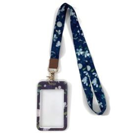 Keycord & pas houder verticaal - Flower Beauty Blue