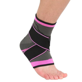 Elastische enkelbandage sportbrace grijs/roze