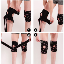 Knie Brace Topline strings + gel pelotte zwart/Lime