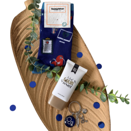 Cadeauset zorgheld op sokken - Blauw