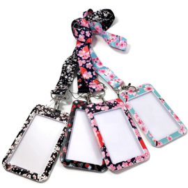 Keycord & pas houder verticaal - Medische print - Zwart