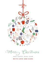Kerstkaart Zorg: Merry Christmas Love & Care