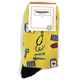 Happy2Wear Zorgsokken Pills & More Yellow