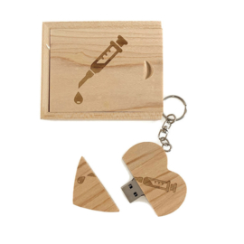 USB stick Houten hart in luxe box - Injectie spuit