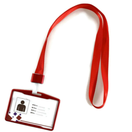 Metallic Pashouder - Badgeholder + Lanyard - Rood