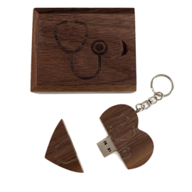USB stick Houten hart in luxe box - Stethoscoop