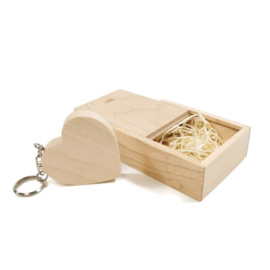 USB stick Houten hart in luxe box