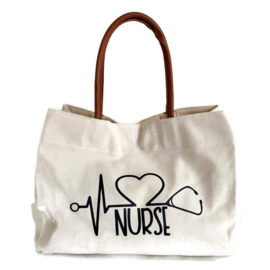 Canvas Schoudertas VERPLEEGKUNDIGE - shopper Naturel