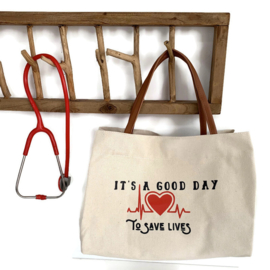 Canvas Verpleegkundige tas - Save Lives - Naturel