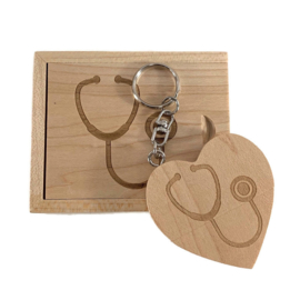 USB stick Houten hart in luxe box - Stethoscoop