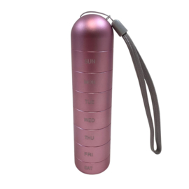 Waterdicht - 7-dagen Pillendoos - metaal schroefdraad robuust ROZE