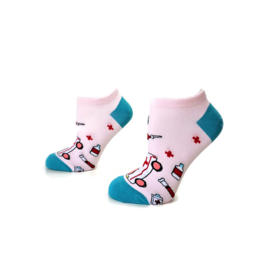 Happy2Wear verpleegkundige ENKEL sokken - Pink Medicine