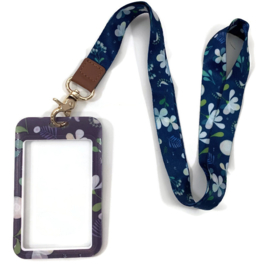 Keycord & pas houder verticaal - Flower Beauty Blue