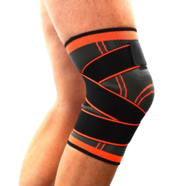 Elastische kniebandage sportbrace oranje/grijs