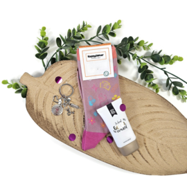 Cadeauset zorgheld op sokken - Happy Pink