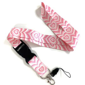 Sleutelkoord - keycord - roze hartjes Olala