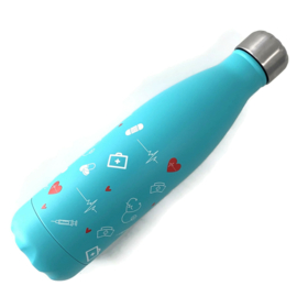 Dubbelwandige fles - ZORG symbolen - Aqua