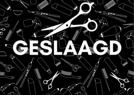 Kaart Geslaagd - KAPPER - HAARSTYLIST -  Zwart