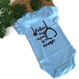 Baby rompertje Blauw - zwart Relax My Mom's a Nurse