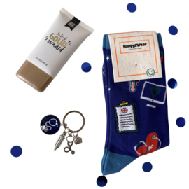 Cadeauset zorgheld op sokken - Blauw