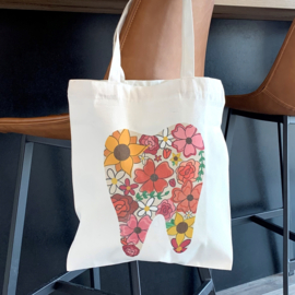 Dental tas textiel - Kies bloemen - rood