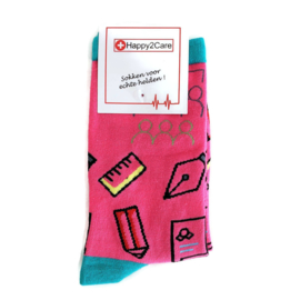 ACTIE H2C "perfectly inperfect" onderwijs sokken - Pink